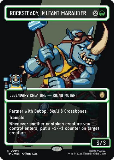 Rocksteady, Mutant Marauder (Borderless) (Surge Foil) (Commander: Teenage Mutant Ninja Turtles) Near Mint Foil