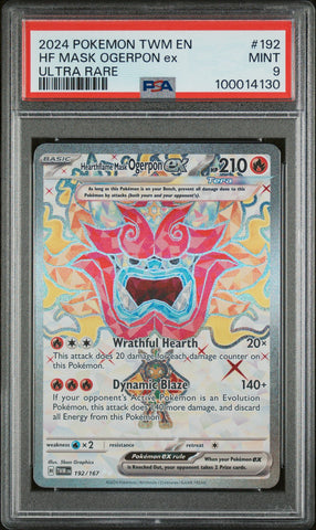 2024 POKEMON TWM EN-TWM 192 HEARTHFLAME MASK OGERPON EX UR  PSA 9