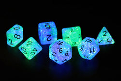 Sirius Dice: Polyhedral 7-Die Set - Peacock Glowworm