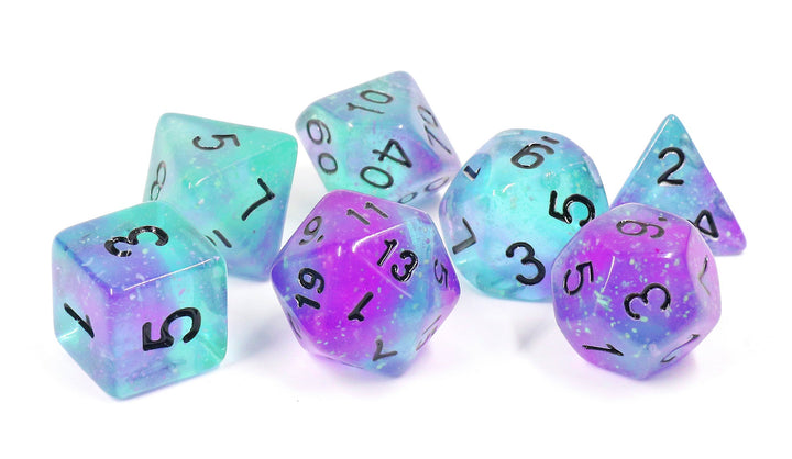 Sirius Dice: Polyhedral 7-Die Set - Peacock Glowworm