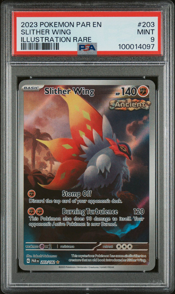 2023 POKEMON PAR EN-PARADOX RIFT 203 SLITHER WING IR PSA 9