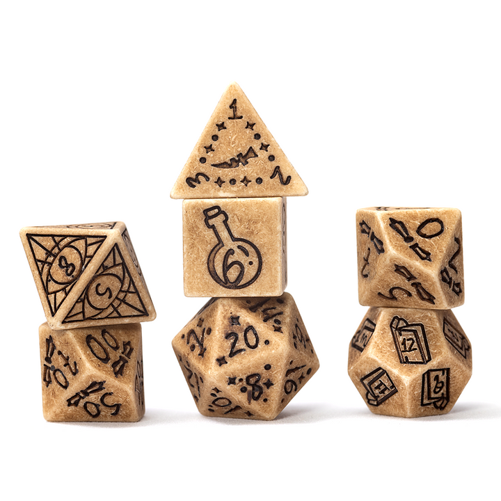 Sirius Dice: Polyhedral 7-Die Set - Illusory Stone - Sandstone