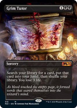 Grim Tutor (Borderless) (Alternate Art) (Magic 2021 Core Set) Medium Play Foil