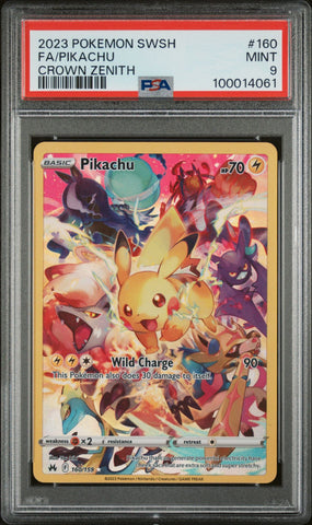 2023 POKEMON SWSH CROWN ZENITH 160 FULL ART/PIKACHU PSA 9