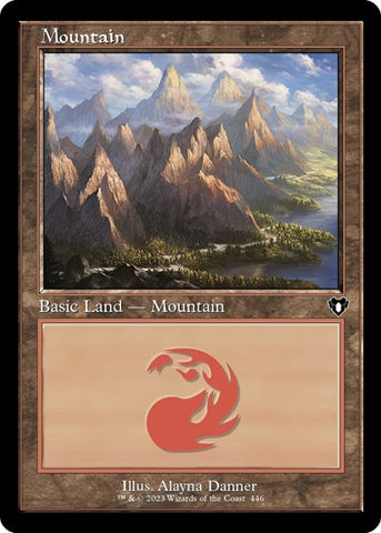 Mountain (446) (Retro Frame) (Commander Masters) Near Mint Foil