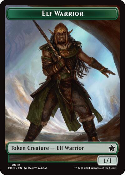 Elf Warrior / Raccoon Doubled-Sided Token (Foundations) Near Mint