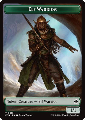 Elf Warrior / Raccoon Doubled-Sided Token (Foundations) Near Mint