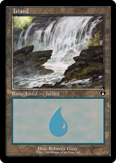 Island (441) (Retro Frame) (Commander Masters) Light Play Foil