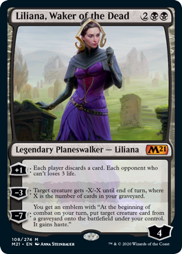 Liliana, Waker of the Dead (Magic 2021 Core Set) Light Play