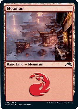 Mountain (290) (Kamigawa: Neon Dynasty) Near Mint Foil