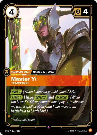 Master Yi Tempered (Unleashed) Near Mint Foil