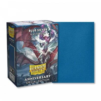 Dragon Shield Special Anniversary Dual Matte Standard Sleeves Blue Silver (100-Pack) (Dragon Shield) New