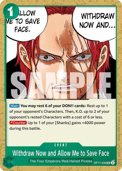 Withdraw Now and Allow Me to Save Face (The World's Strongest Warriors) Near Mint