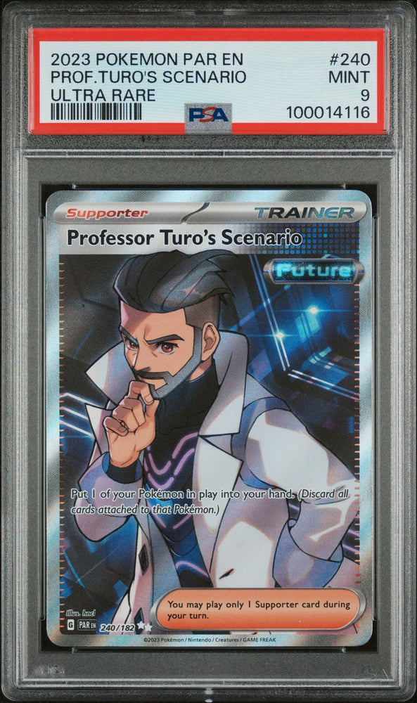 2023 POKEMON PAR EN-PARADOX RIFT 240 PROFESSOR TURO'S SCENARIO UR  PSA 9