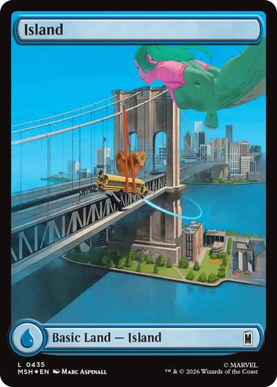 Island (0435) (Surge Foil) (Marvel Super Heroes) Near Mint Foil