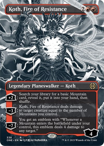 Koth, Fire of Resistance (Borderless) (Phyrexia: All Will Be One) Light Play Foil