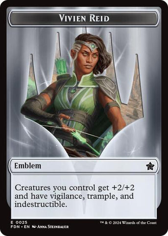 Emblem - Vivien Reid / Elf Warrior Double-Sided Token (Foundations) Near Mint