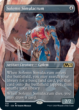 Solemn Simulacrum (Borderless) (Alternate Art) (Magic 2021 Core Set) Light Play