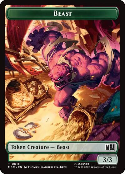 Beast / Vibranium Double-Sided Token (Commander: Marvel Super Heroes) Near Mint Foil