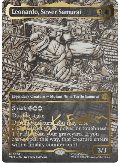 Leonardo, Sewer Samurai (Borderless) (Gold-Stamped Signature) (Teenage Mutant Ninja Turtles) Near Mint Foil