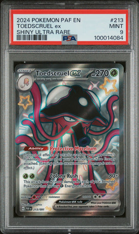 2024 POKEMON PAF EN-PALDEAN FATES 213 TOEDSCRUEL EX SHINY UR  PSA 9