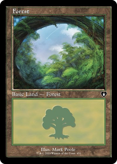 Forest (451) (Retro Frame) (Commander Masters) Light Play Foil